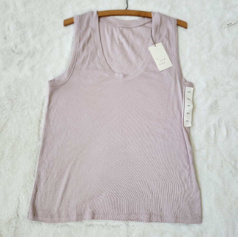 Women's Plus Size Slim Fit Rib Layer Tank Top  A New Day  Light Purple, … - Picture 4 of 9